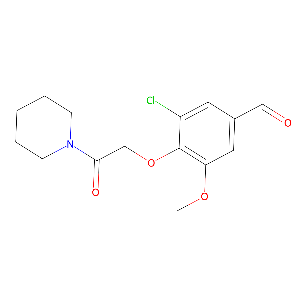 3-Chloro-5-methoxy-4-[2-oxo-2-(1-piperidinyl)ethoxy]benzaldehyde molecular structure, CAS 1040037-44-2