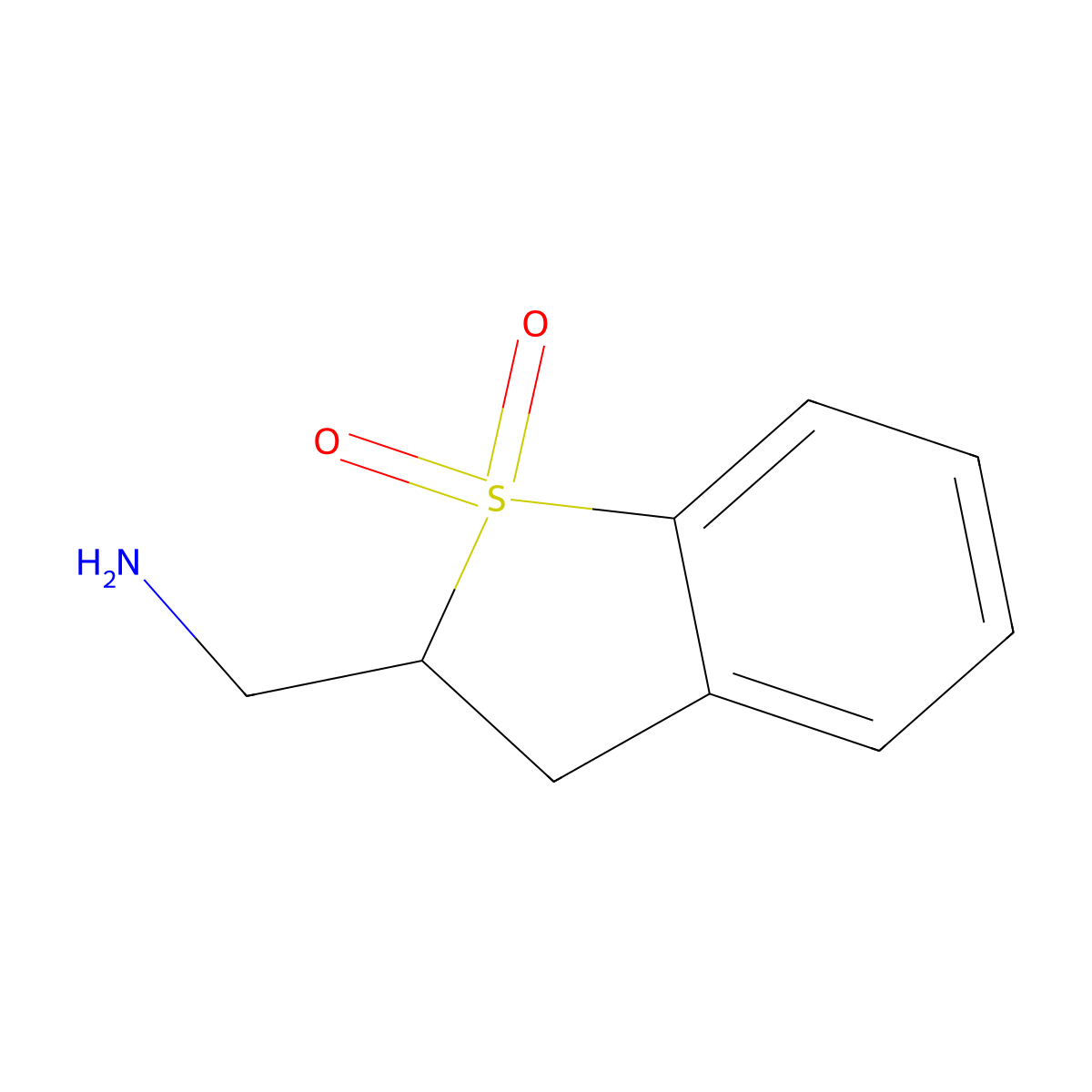 (1,1-Dioxo-2,3-dihydro-1-benzothiophen-2-yl)methanamine molecular structure, CAS 1040041-00-6