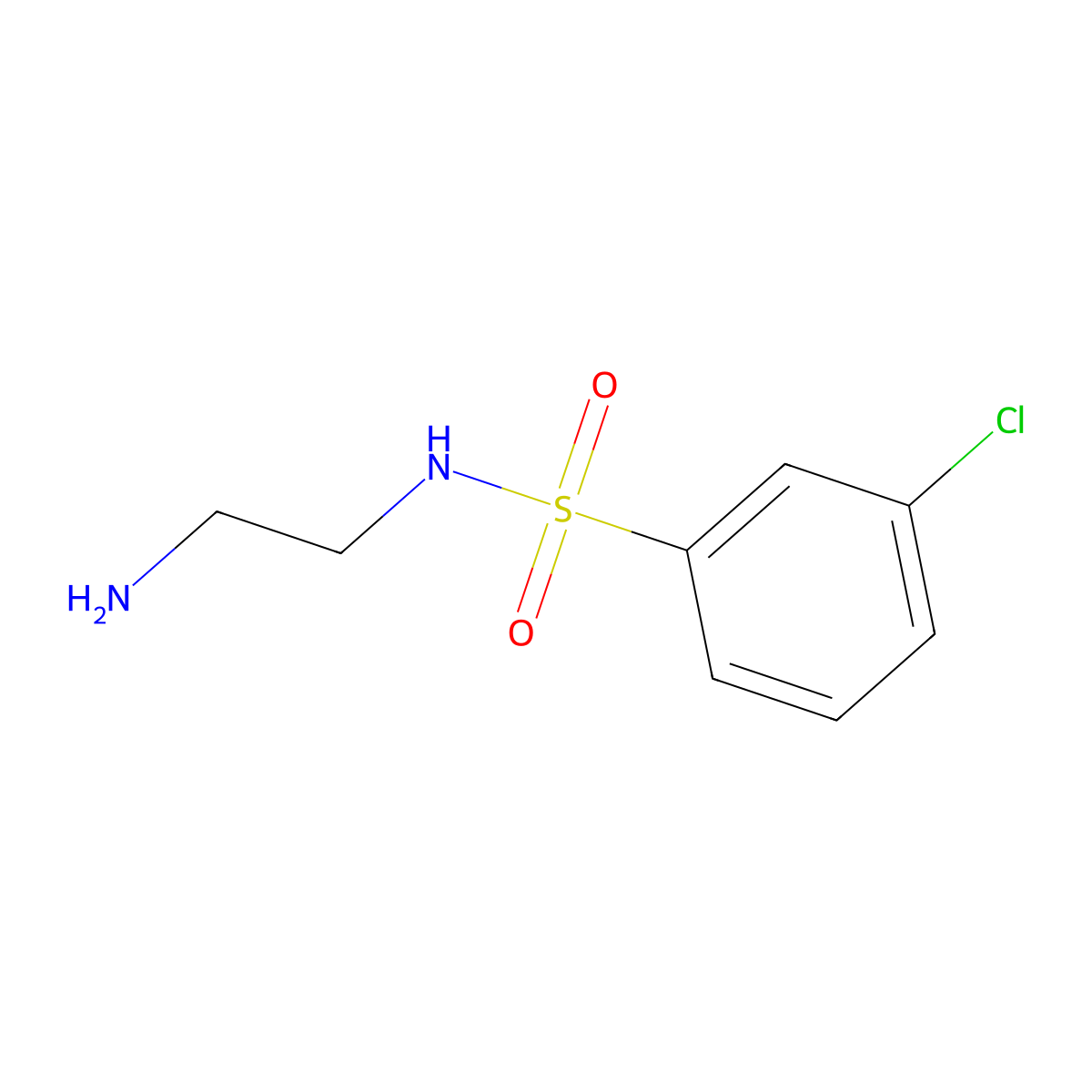 N-(2-aminoethyl)-3-chlorobenzene-1-sulfonamide molecular structure, CAS 1040041-03-9