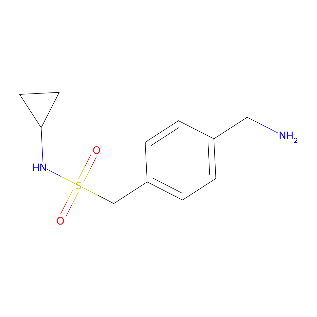 1-[4-(aminomethyl)phenyl]-N-cyclopropylmethanesulfonamide molecular structure, CAS 1040042-19-0