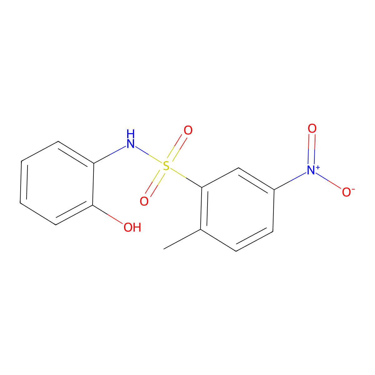 N-(2-hydroxyphenyl)-2-methyl-5-nitrobenzene-1-sulfonamide molecular structure, CAS 1040044-86-7
