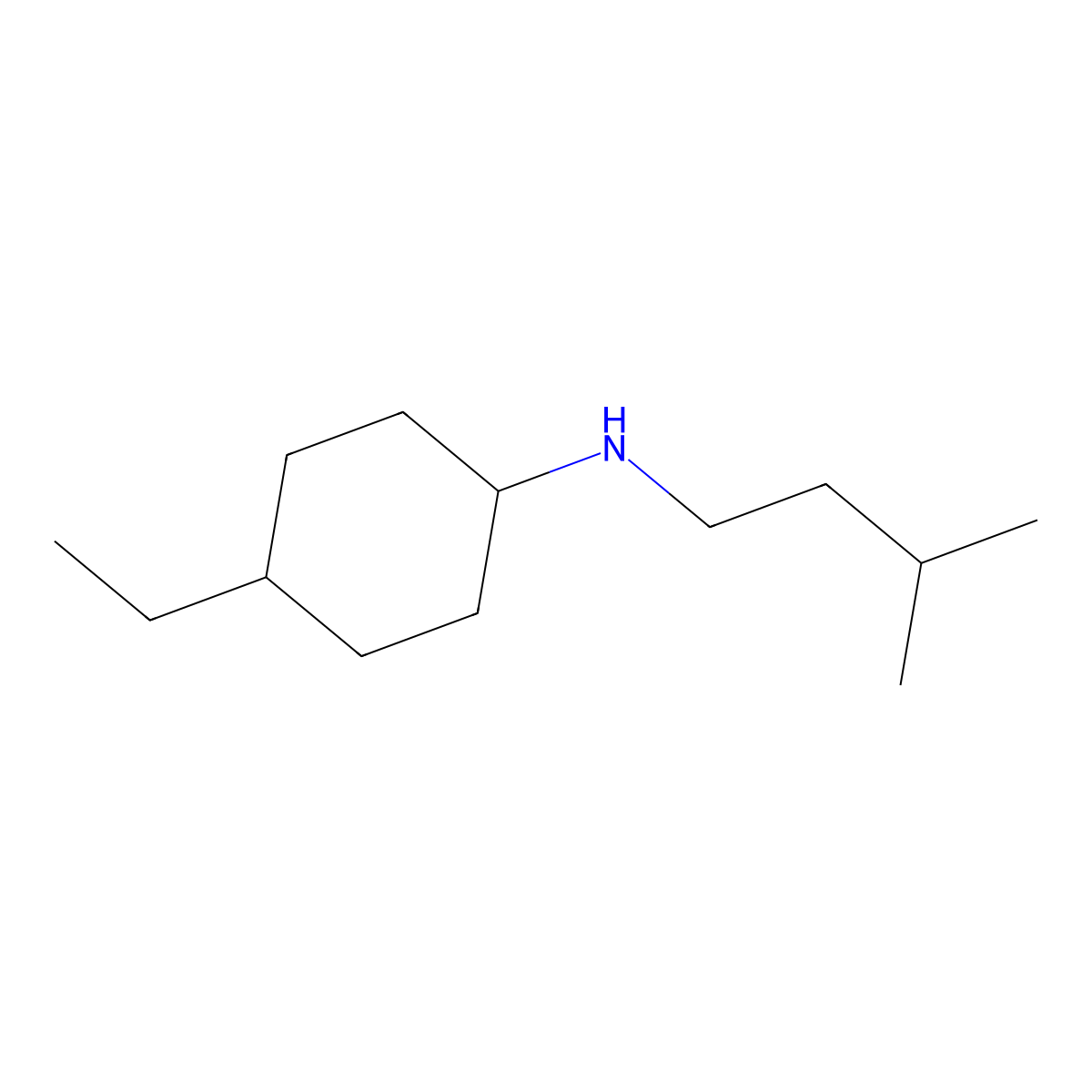 4-ethyl-N-(3-methylbutyl)cyclohexan-1-amine molecular structure, CAS 1040045-98-4