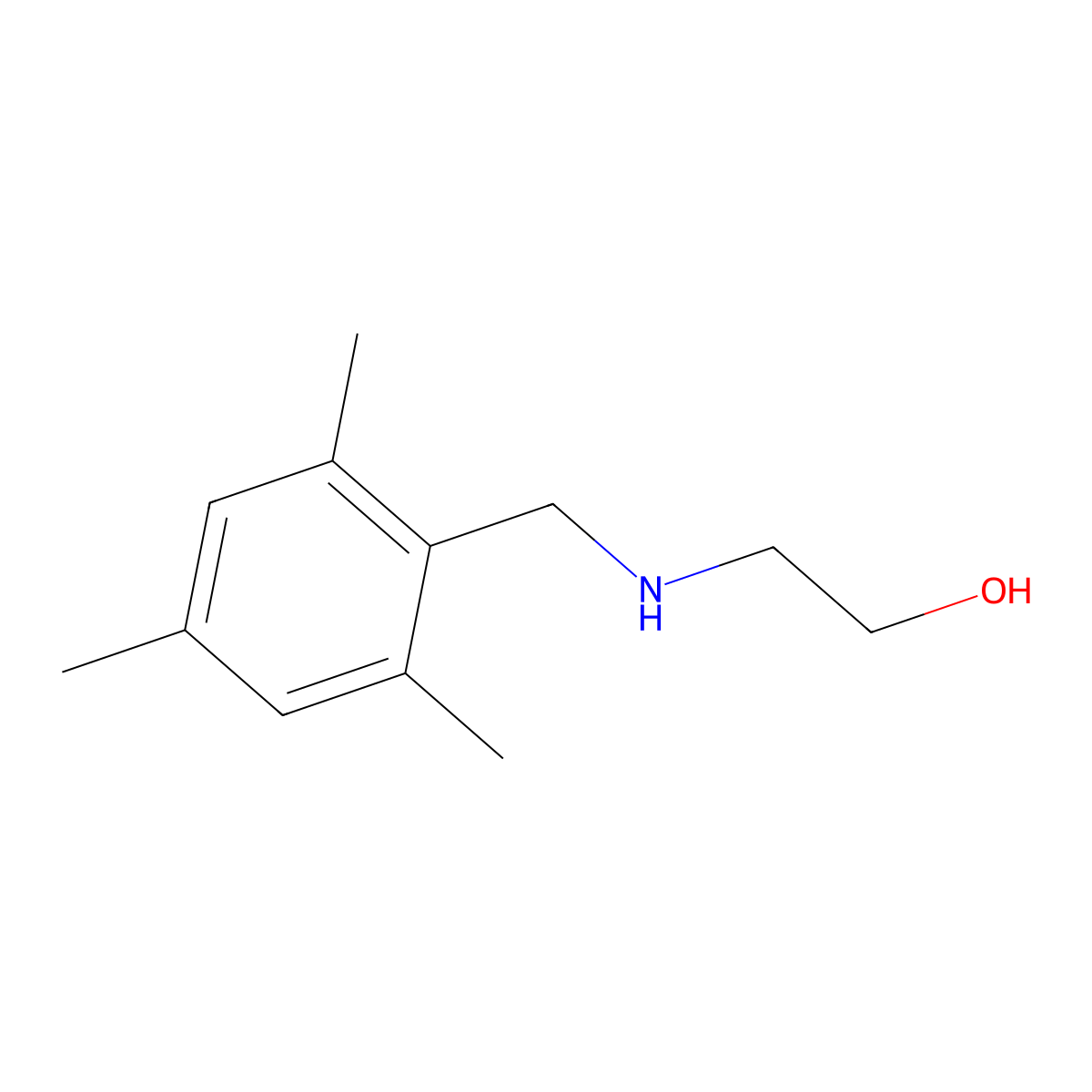 2-{[(2,4,6-Trimethylphenyl)methyl]amino}ethan-1-ol molecular structure, CAS 1040046-15-8