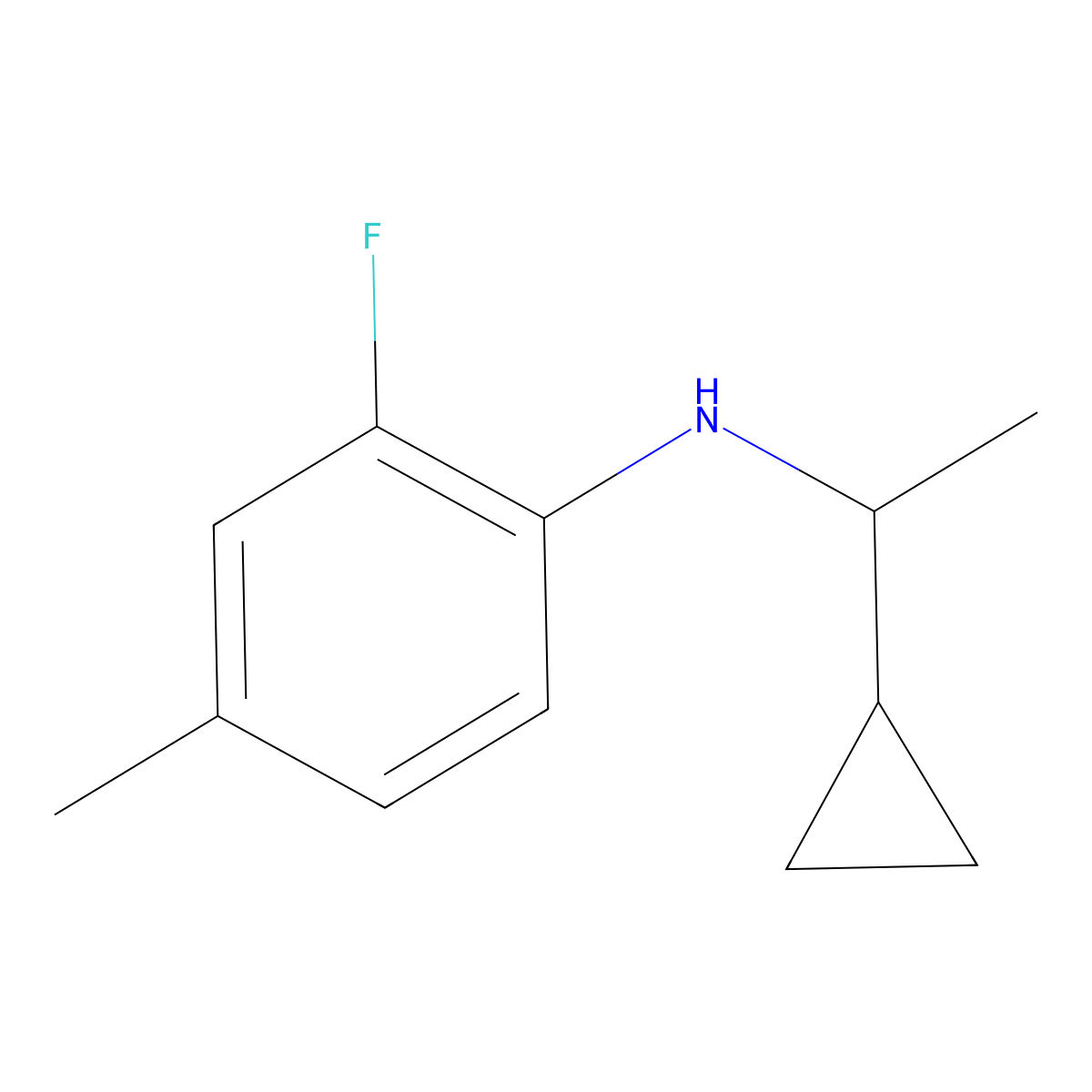 N-(1-cyclopropylethyl)-2-fluoro-4-methylaniline molecular structure, CAS 1040047-25-3