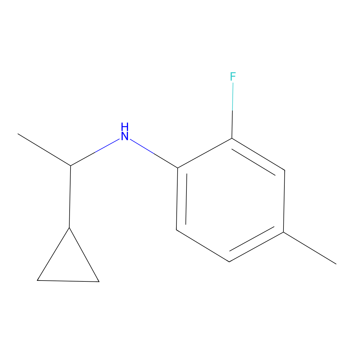N-(1-cyclopropylethyl)-2-fluoro-4-methylaniline molecular structure, CAS 1040047-25-3