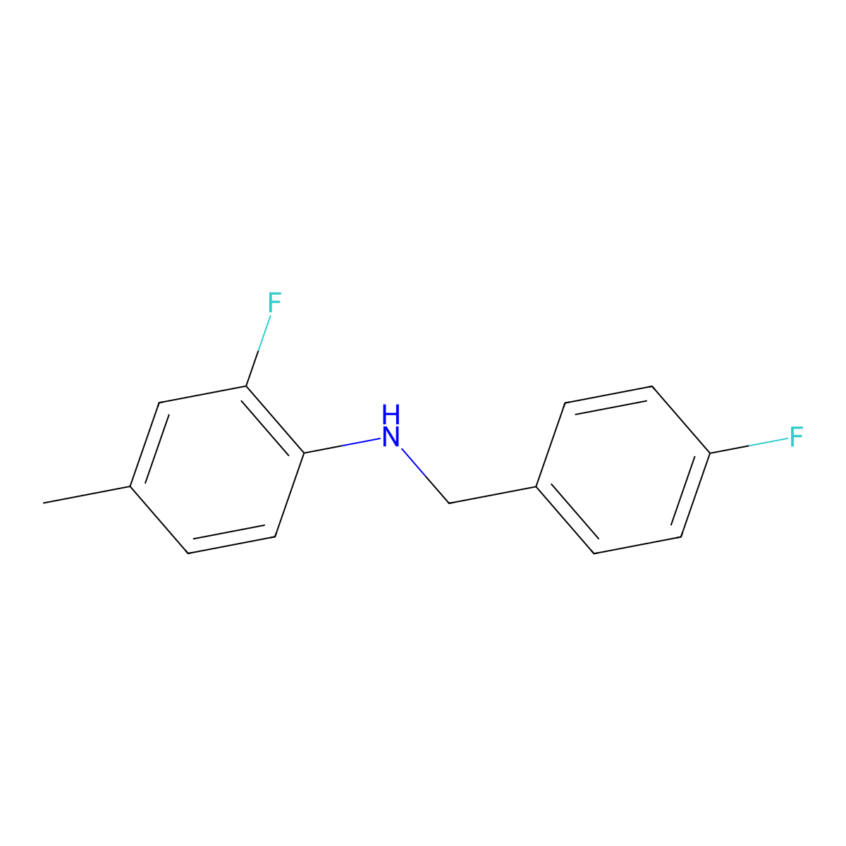 2-Fluoro-N-(4-fluorobenzyl)-4-methylaniline molecular structure, CAS 1040049-60-2