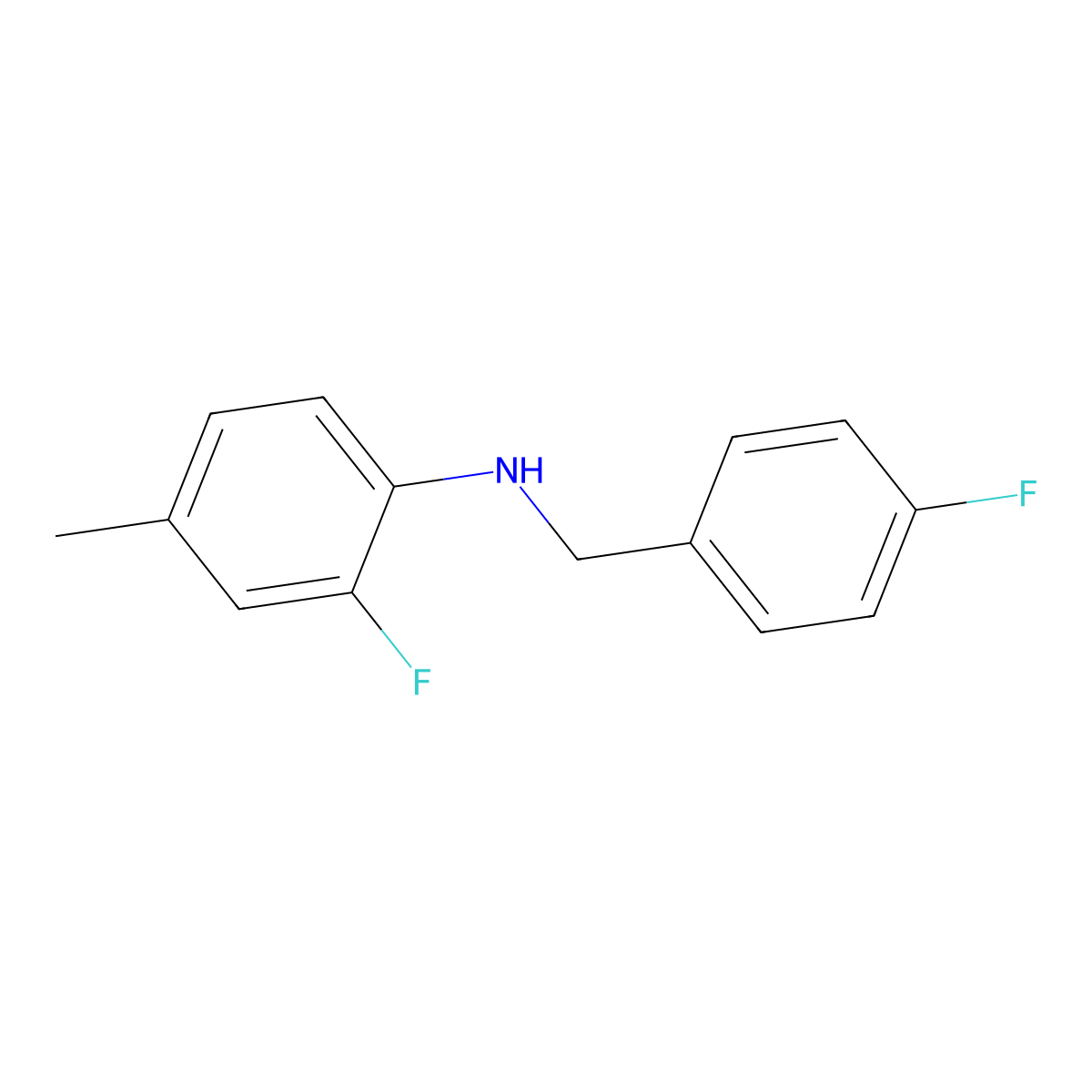 2-Fluoro-N-(4-fluorobenzyl)-4-methylaniline molecular structure, CAS 1040049-60-2