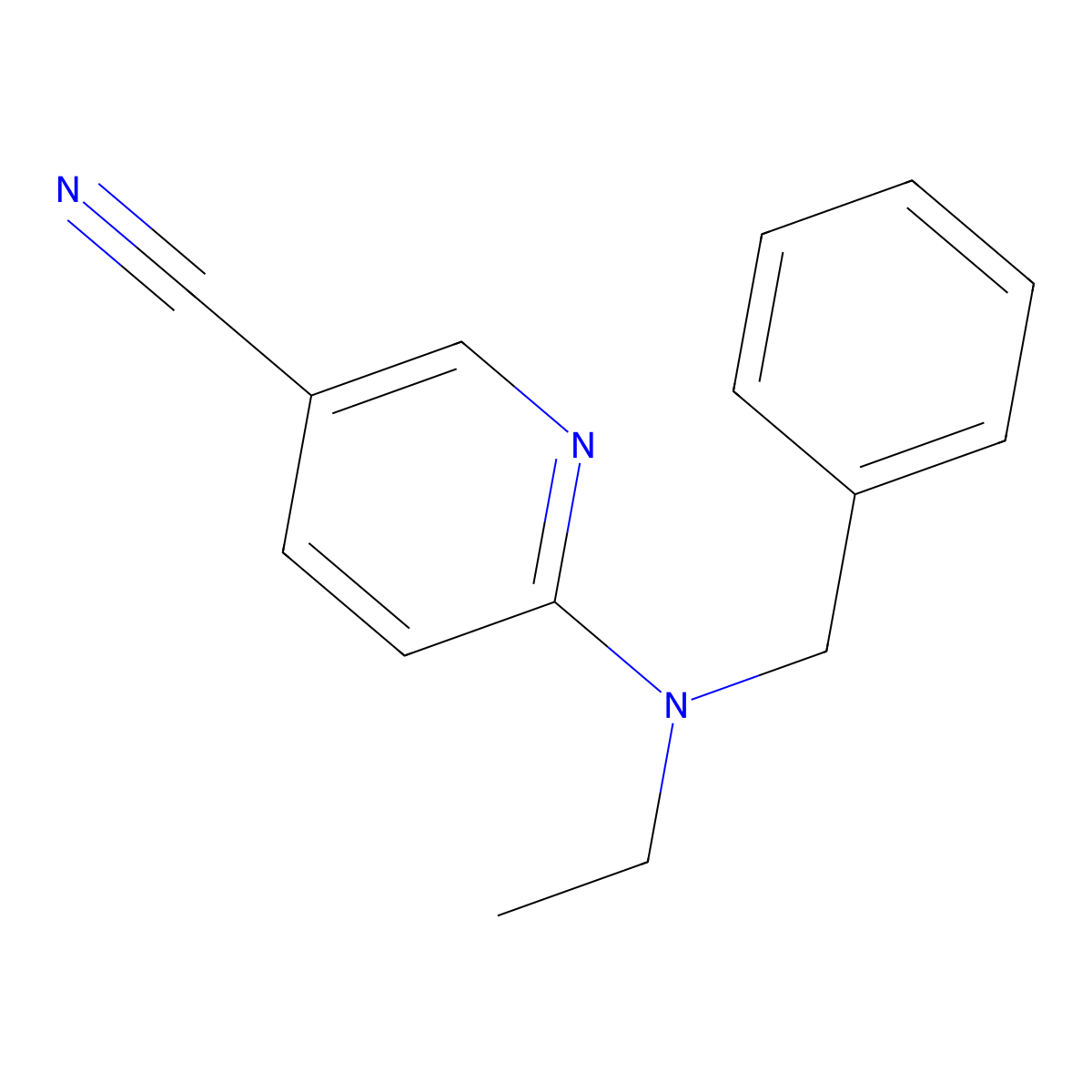 6-[Benzyl(ethyl)amino]pyridine-3-carbonitrile molecular structure, CAS 1040052-14-9