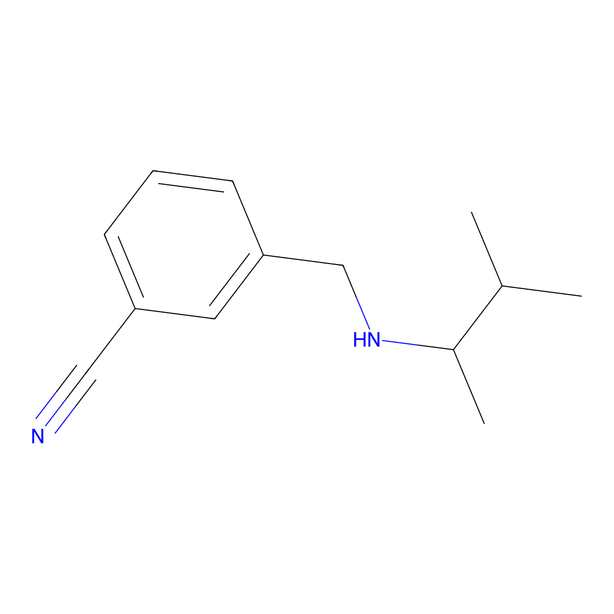 3-{[(3-Methylbutan-2-yl)amino]methyl}benzonitrile molecular structure, CAS 1040052-47-8