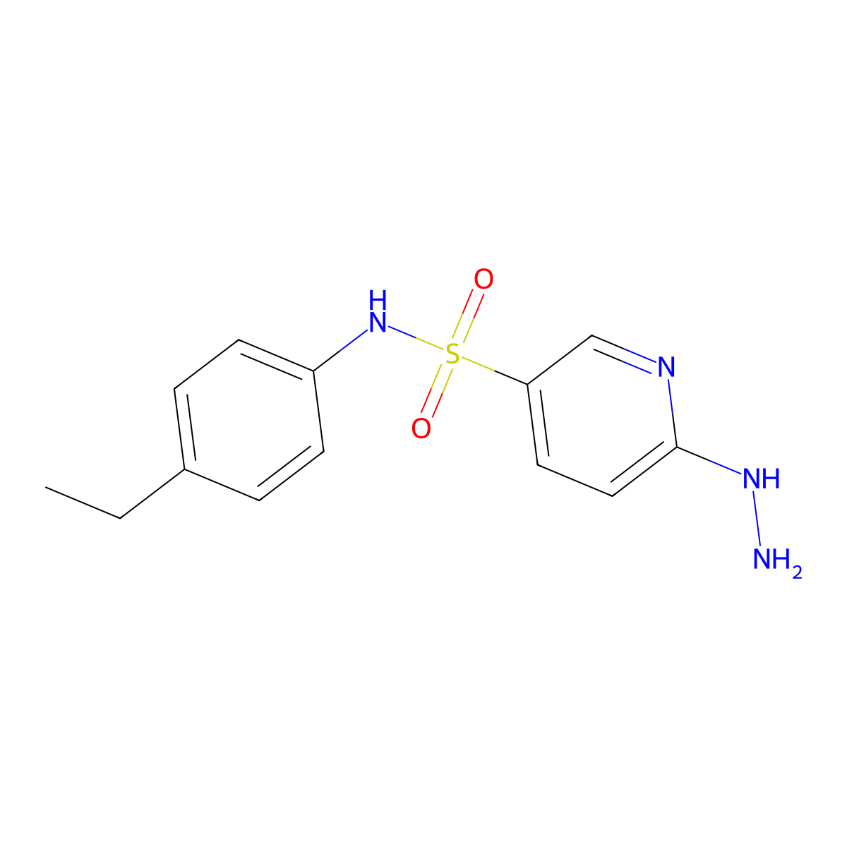 N-(4-ethylphenyl)-6-hydrazinopyridine-3-sulfonamide molecular structure, CAS 1040053-82-4