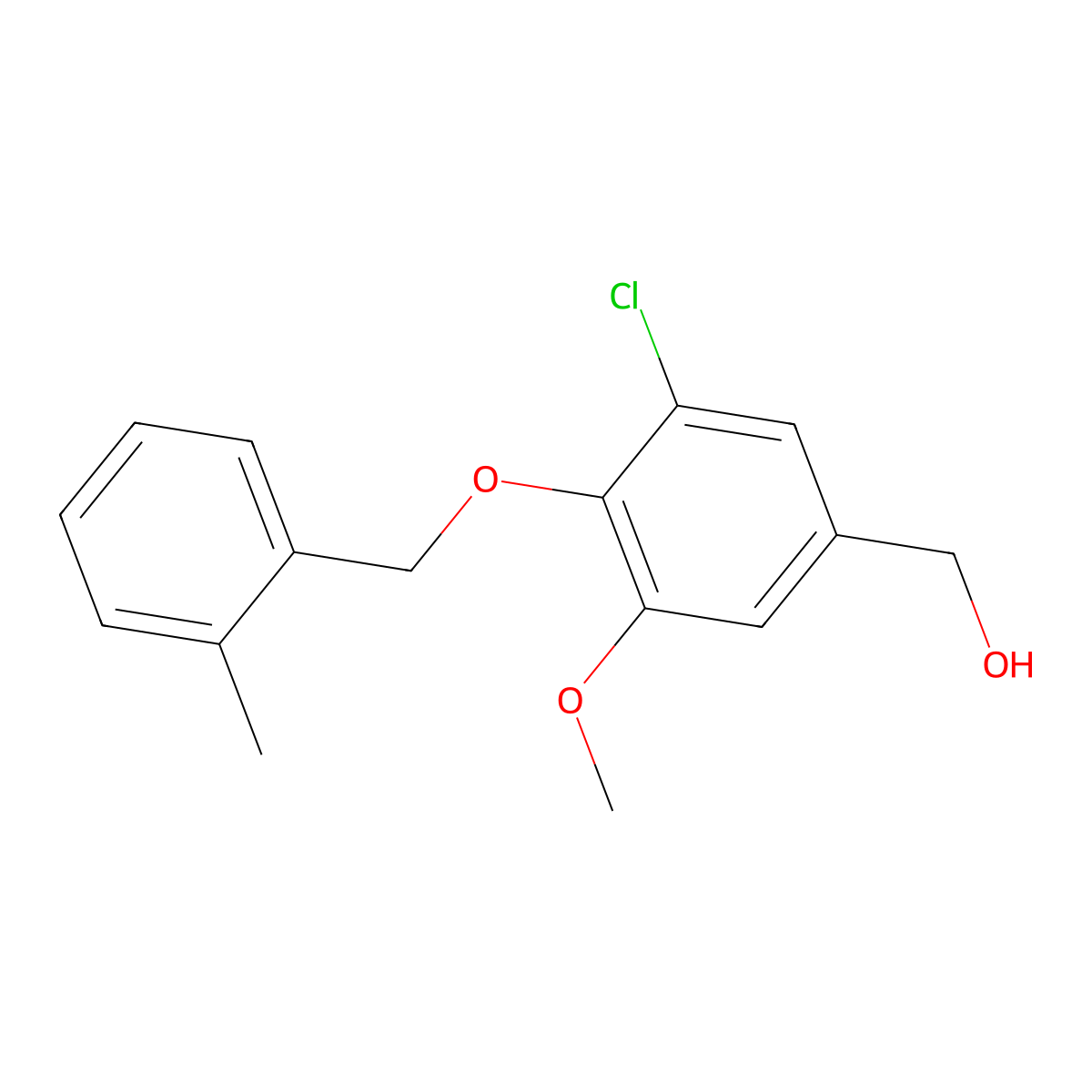 (3-Chloro-5-methoxy-4-((2-methylbenzyl)oxy)phenyl)methanol molecular structure, CAS 1040054-55-4
