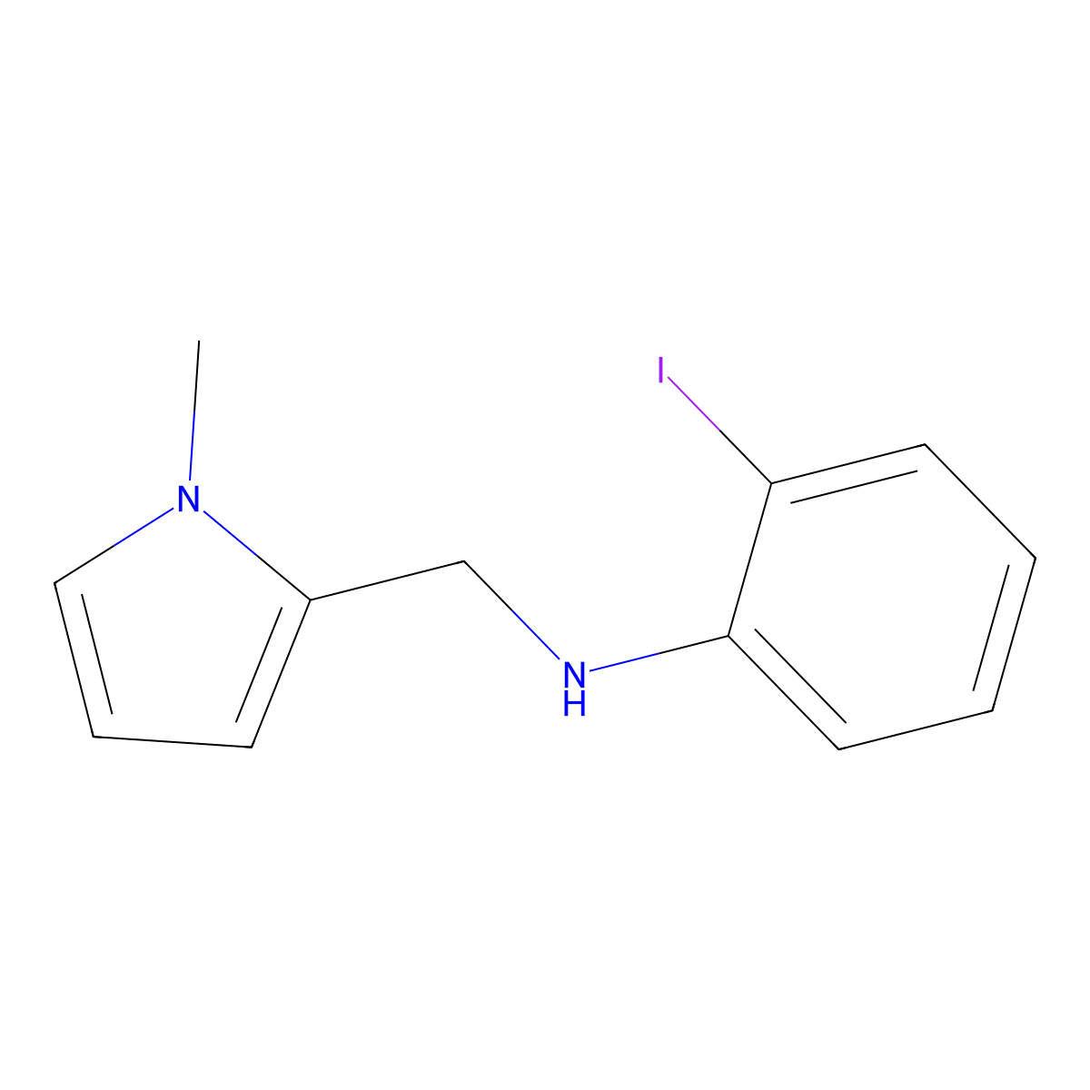 2-Iodo-N-((1-methyl-1h-pyrrol-2-yl)methyl)aniline molecular structure, CAS 1040054-73-6