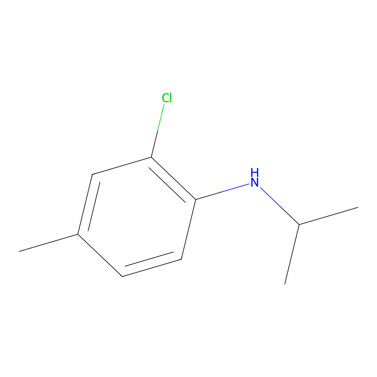 2-chloro-4-methyl-N-(propan-2-yl)aniline molecular structure, CAS 1040055-69-3