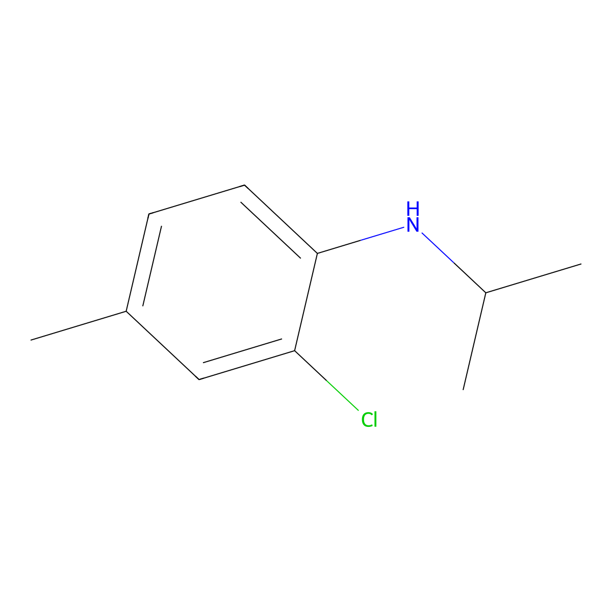 2-chloro-4-methyl-N-(propan-2-yl)aniline molecular structure, CAS 1040055-69-3