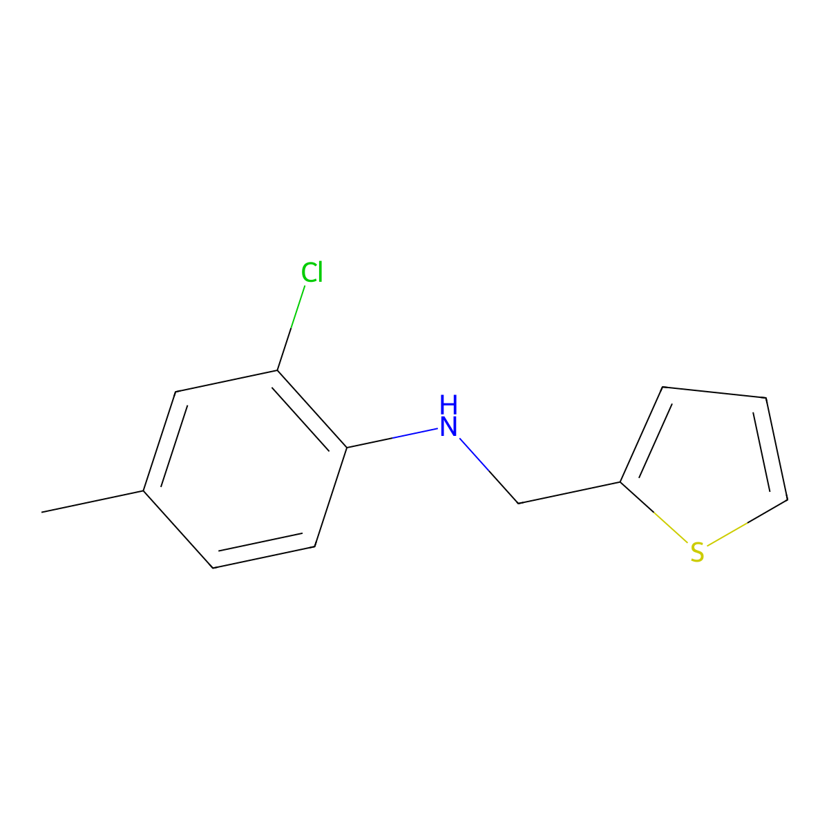 2-chloro-4-methyl-N-(thiophen-2-ylmethyl)aniline molecular structure, CAS 1040056-01-6