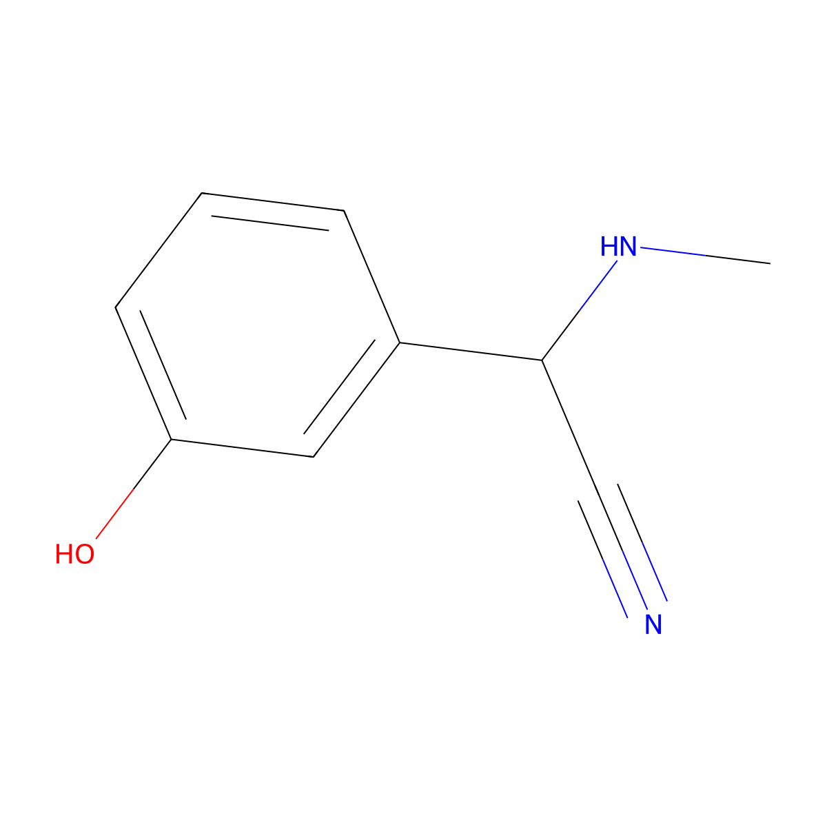 2-(3-Hydroxyphenyl)-2-(methylamino)acetonitrile molecular structure, CAS 1040056-60-7
