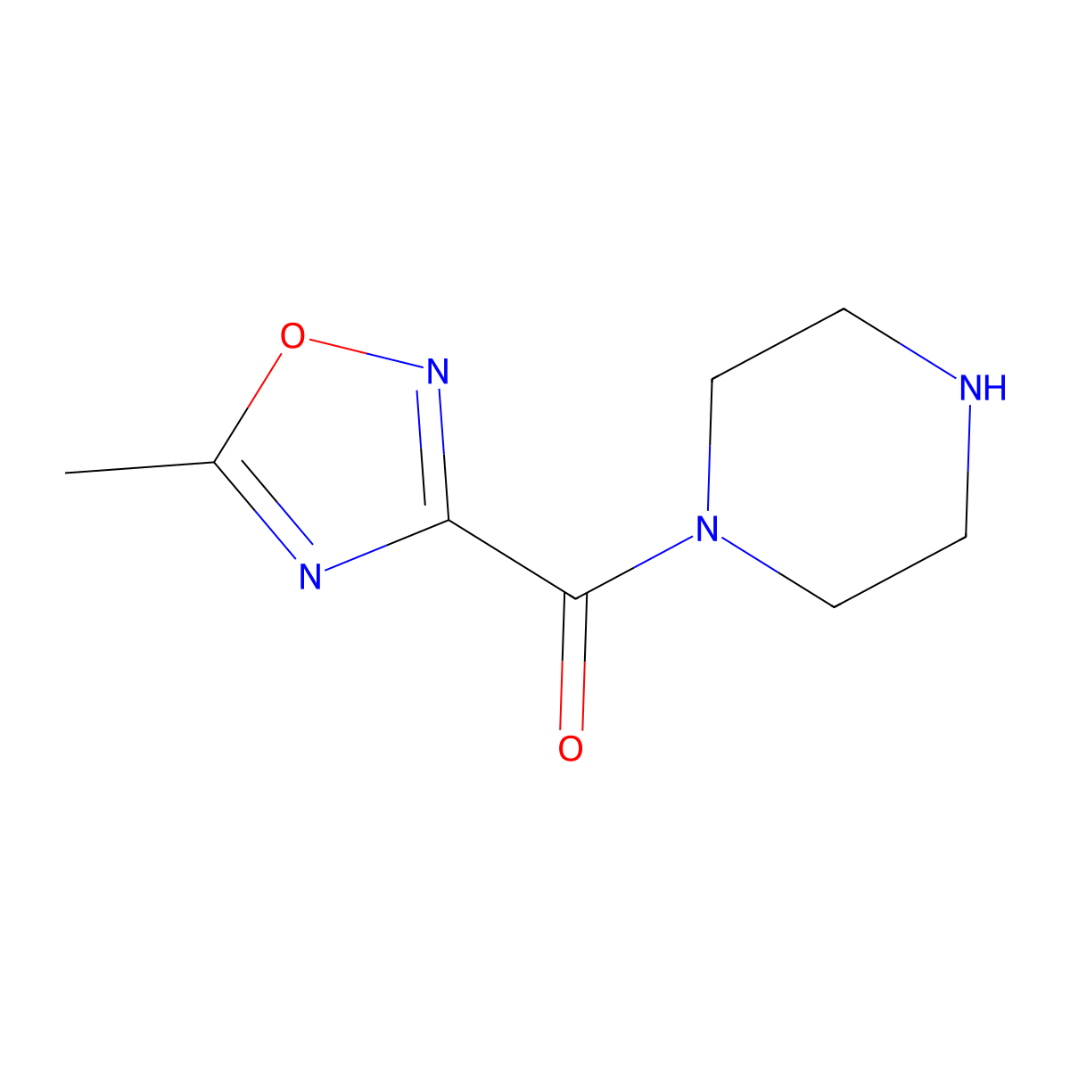 1-(5-Methyl-1,2,4-oxadiazole-3-carbonyl)piperazine molecular structure, CAS 1040057-14-4