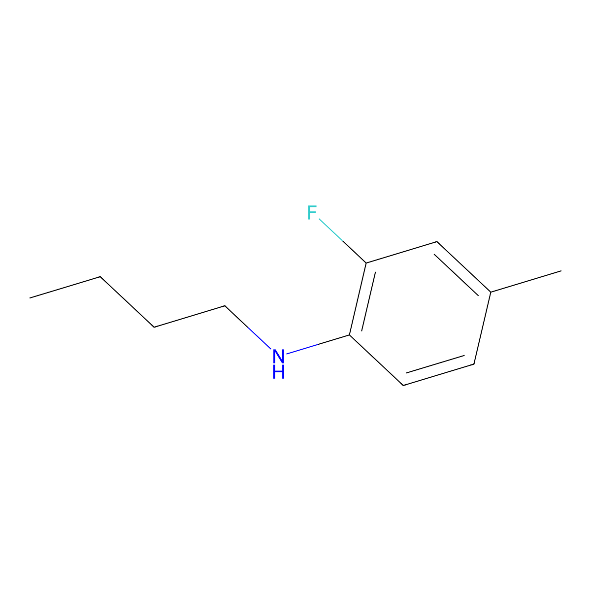 N-butyl-2-fluoro-4-methylaniline molecular structure, CAS 1040058-40-9
