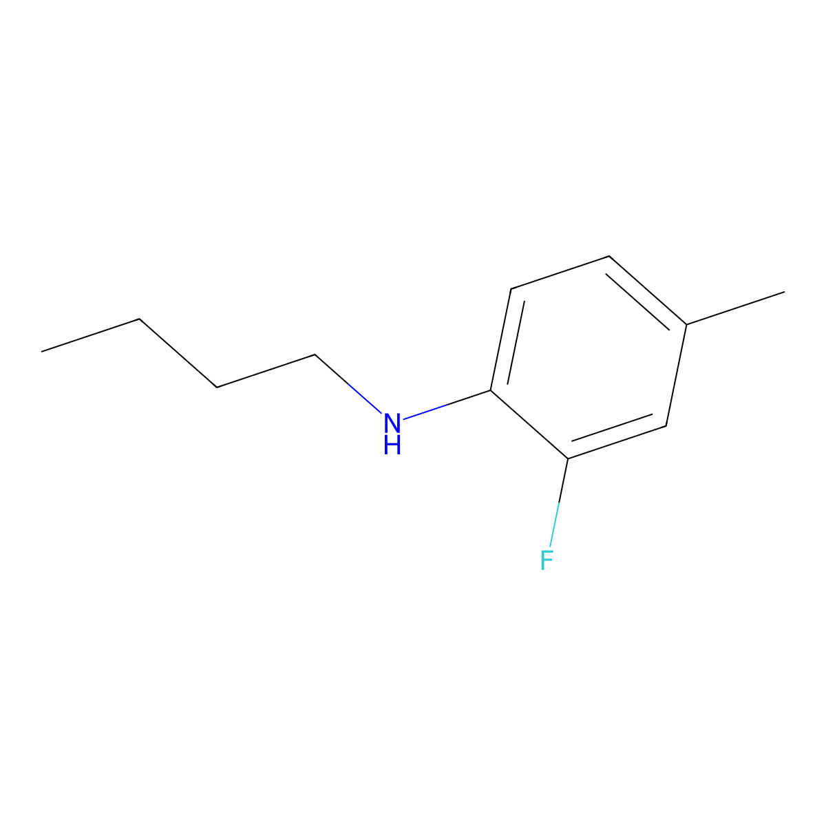 N-butyl-2-fluoro-4-methylaniline molecular structure, CAS 1040058-40-9