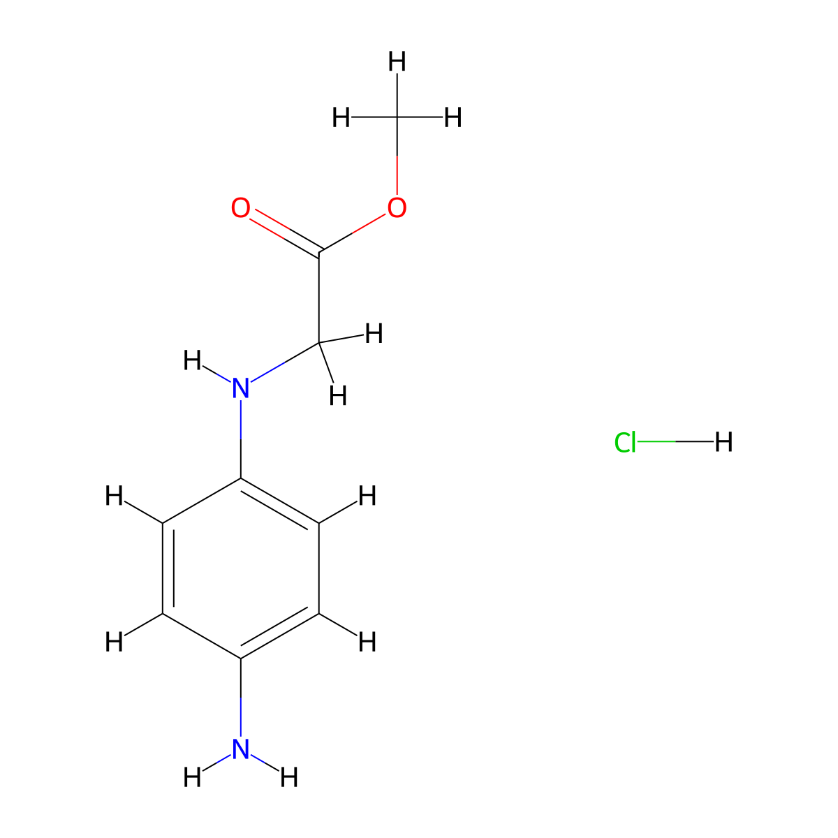 Methyl 2-(4-aminophenylamino)acetate HCl molecular structure, CAS 1040061-59-3