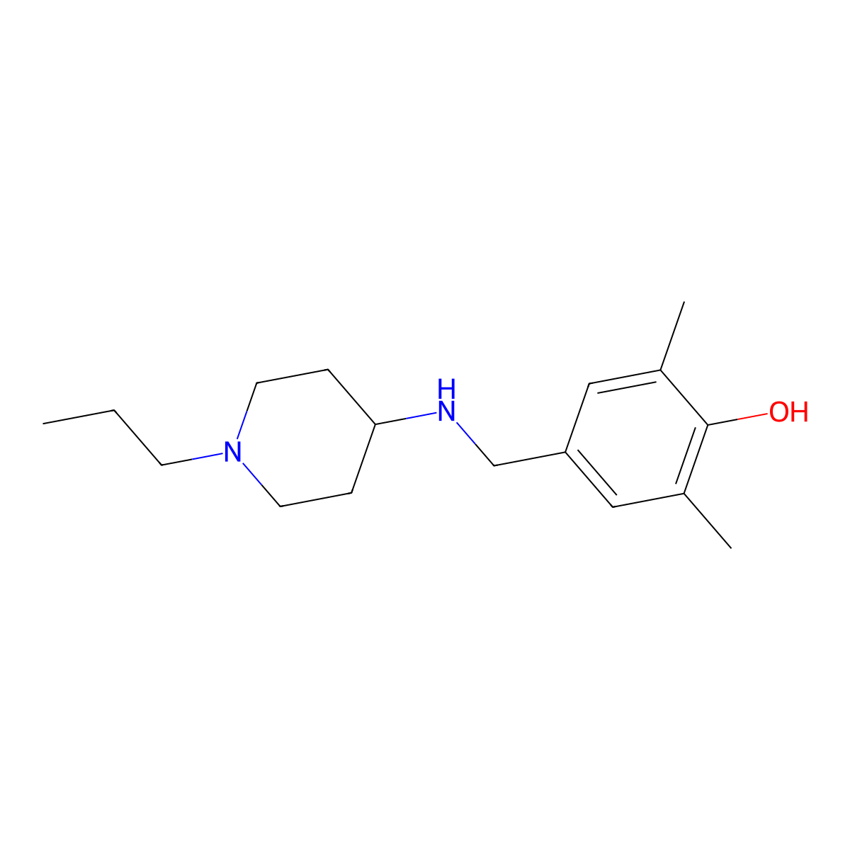 2,6-Dimethyl-4-[[(1-propyl-4-piperidinyl)amino]methyl]phenol molecular structure, CAS 1040063-56-6