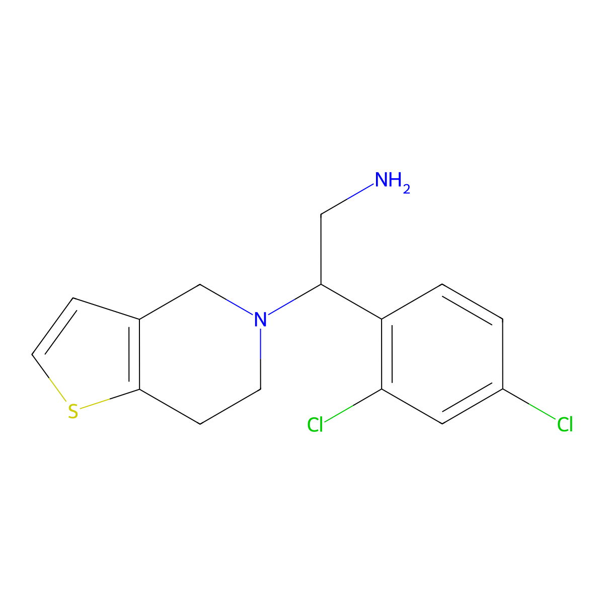 2-(2,4-dichlorophenyl)-2-{4H,5H,6H,7H-thieno[3,2-c]pyridin-5-yl}ethan-1-amine molecular structure, CAS 1040069-06-4
