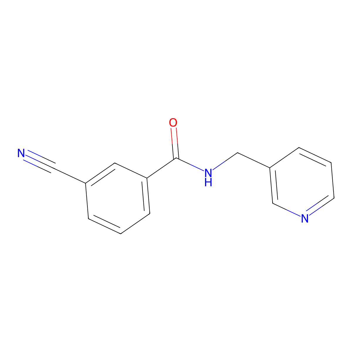 3-cyano-N-(pyridin-3-ylmethyl)benzamide molecular structure, CAS 1040069-52-0