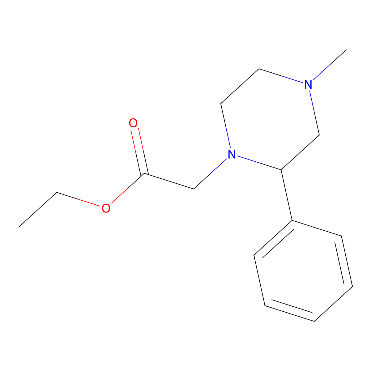 Ethyl 2-(4-methyl-2-phenylpiperazin-1-yl)acetate molecular structure, CAS 1040069-85-9