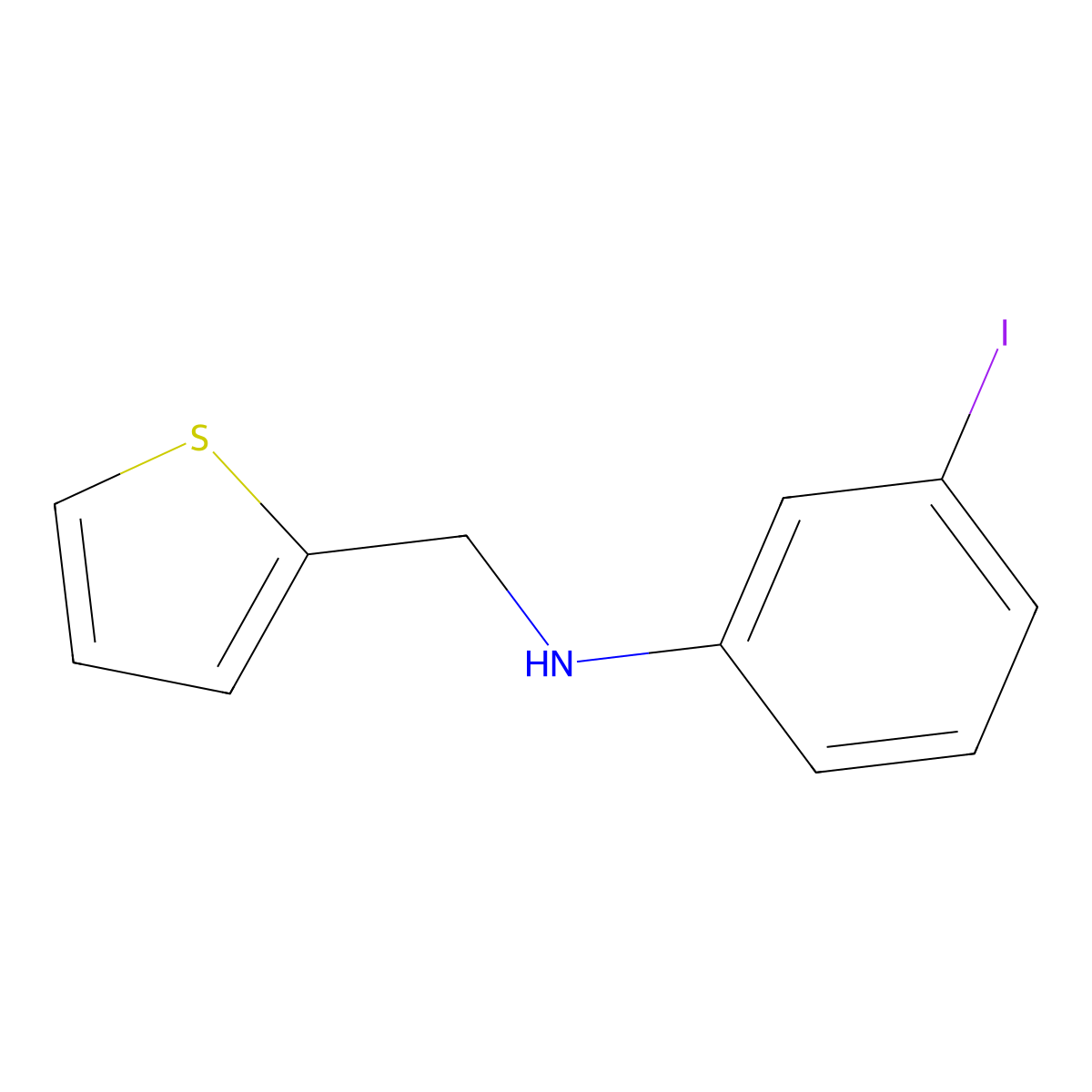 3-iodo-N-[(thiophen-2-yl)methyl]aniline molecular structure, CAS 1040078-93-0