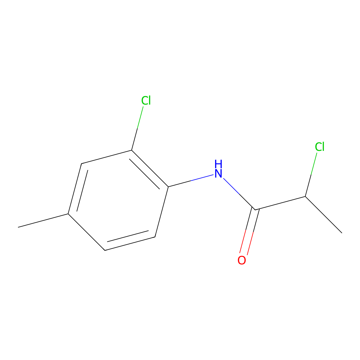 2-chloro-N-(2-chloro-4-methylphenyl)propanamide molecular structure, CAS 1040079-49-9