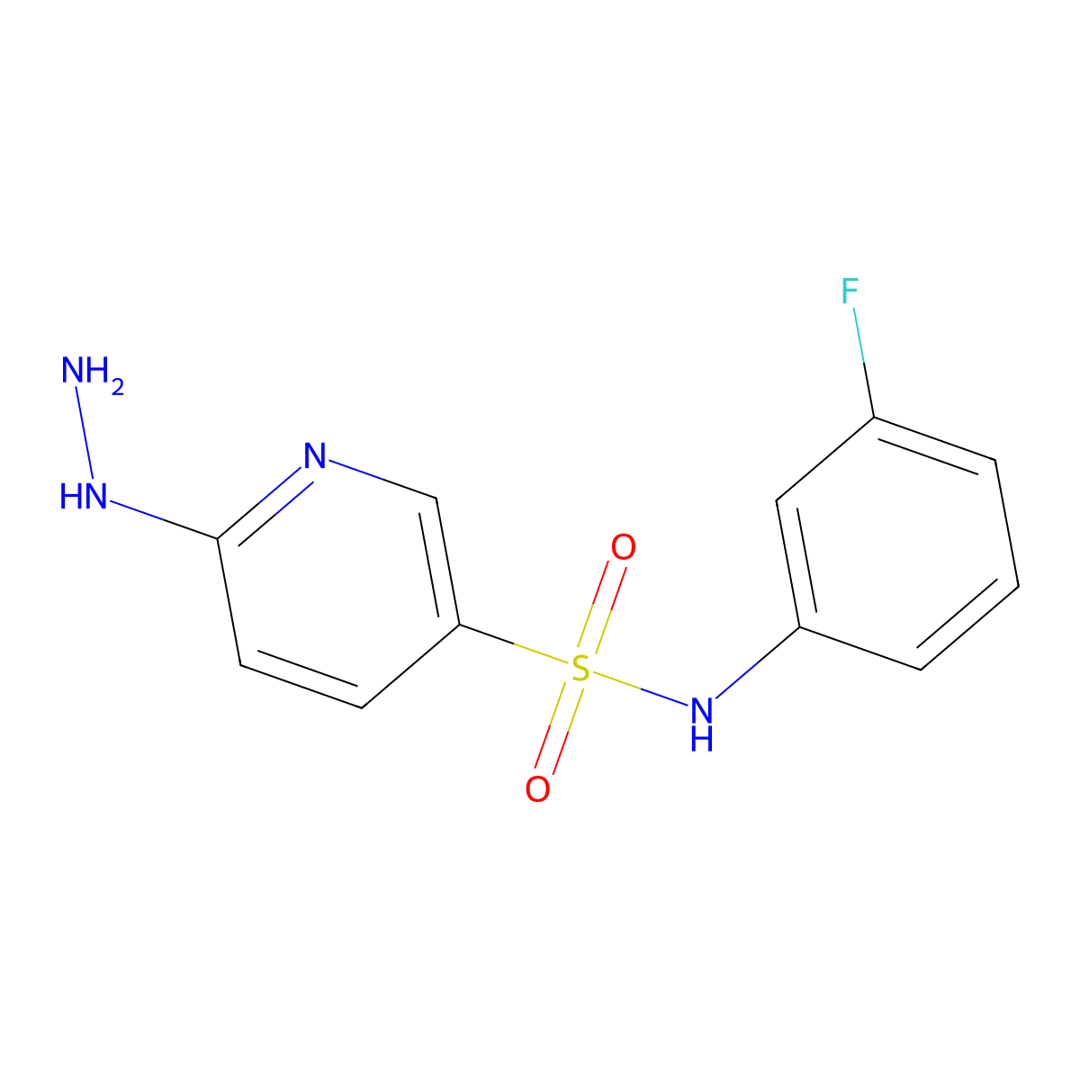 N-(3-Fluorophenyl)-6-hydrazinopyridine-3-sulfonamide molecular structure, CAS 1040080-29-2