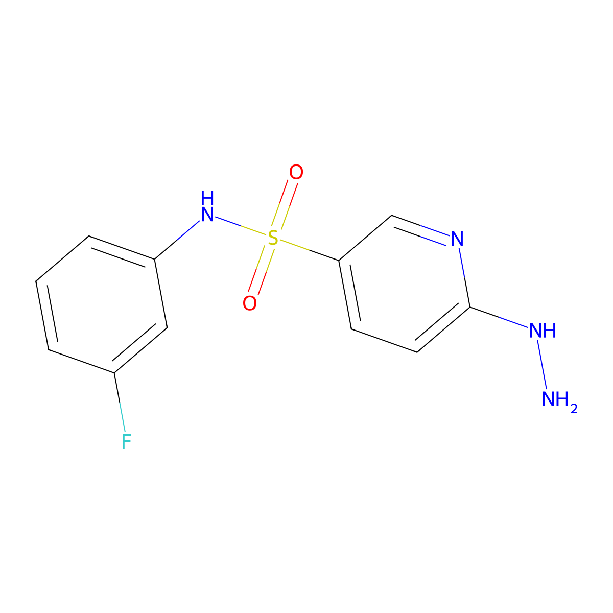 N-(3-Fluorophenyl)-6-hydrazinopyridine-3-sulfonamide molecular structure, CAS 1040080-29-2