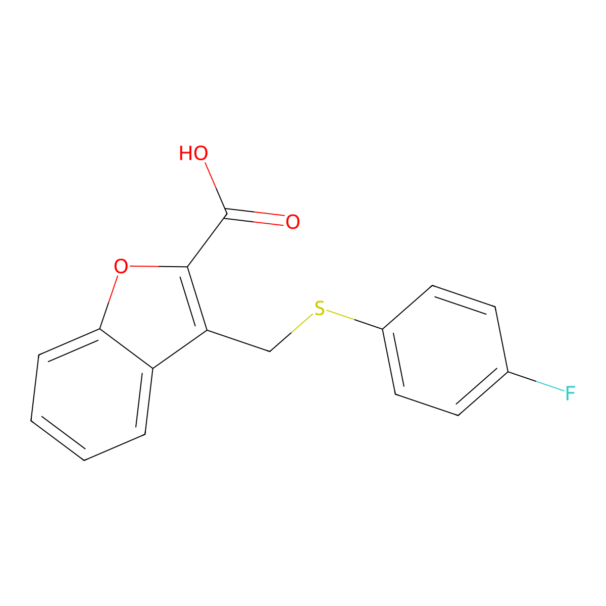 3-{[(4-Fluorophenyl)sulfanyl]methyl}-1-benzofuran-2-carboxylic acid molecular structure, CAS 1040084-06-7