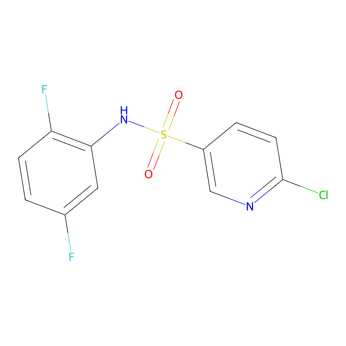 6-chloro-N-(2,5-difluorophenyl)pyridine-3-sulfonamide molecular structure, CAS 1040084-43-2