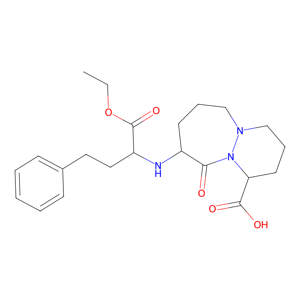 7-[(1-Ethoxy-1-oxo-4-phenylbutan-2-yl)amino]-6-oxo-1,2,3,4,7,8,9,10-octahydropyridazino[1,2-a]diazepine-4-carboxylic acid molecular structure, CAS 104013-57-2