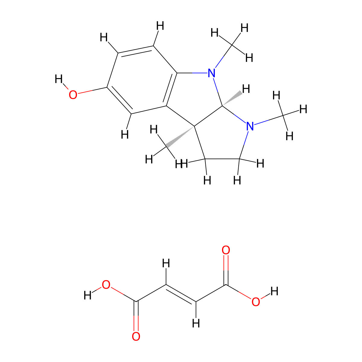 (3Ar,8bS)-3,4,8b-trimethyl-2,3a-dihydro-1H-pyrrolo[2,3-b]indol-7-ol;(E)-but-2-enedioic acid molecular structure, CAS 104015-29-4
