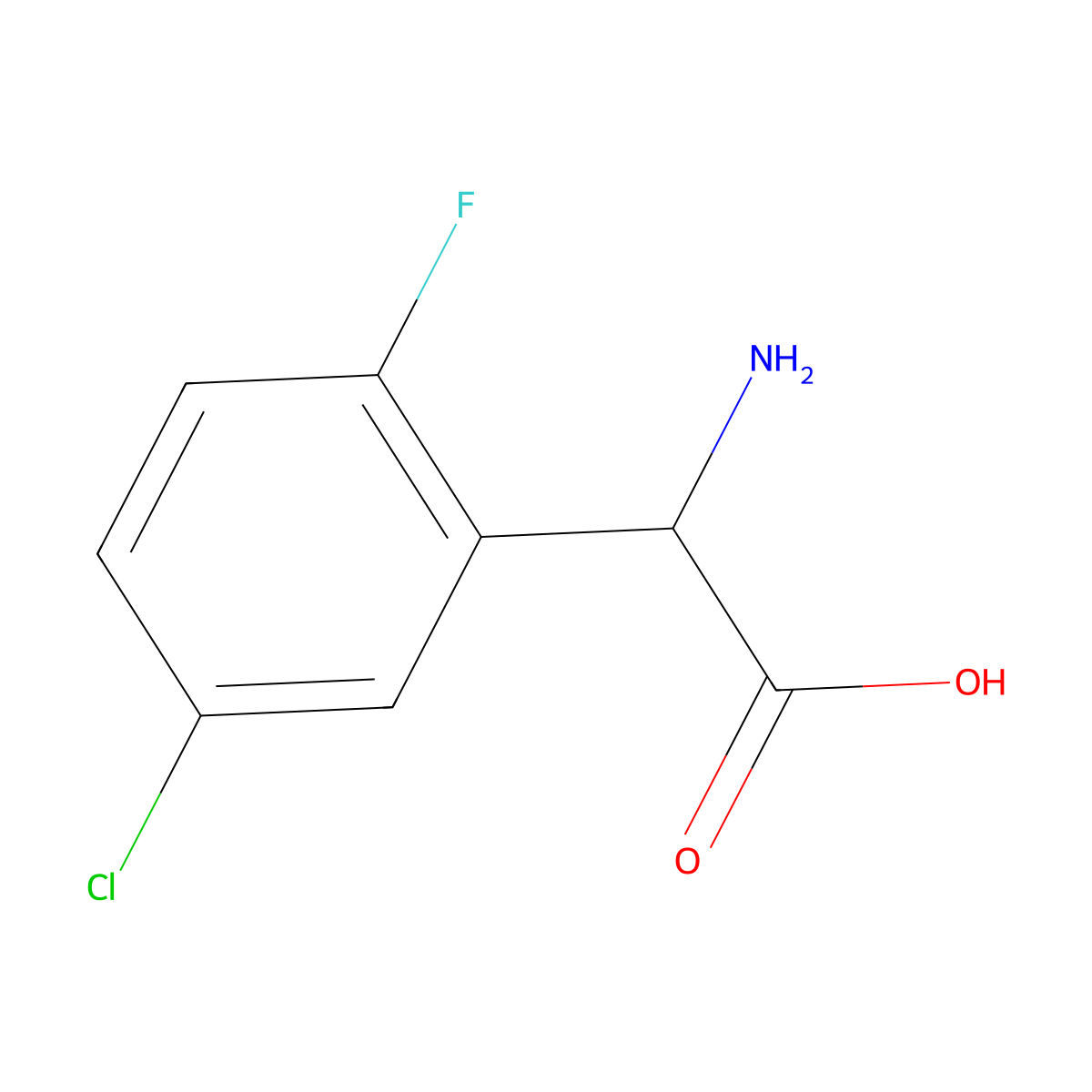 2-Amino-2-(5-chloro-2-fluorophenyl)acetic acid molecular structure, CAS 1040198-59-1
