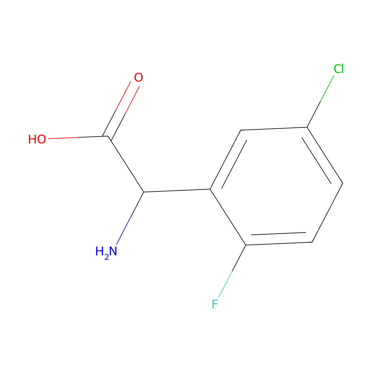 2-Amino-2-(5-chloro-2-fluorophenyl)acetic acid molecular structure, CAS 1040198-59-1
