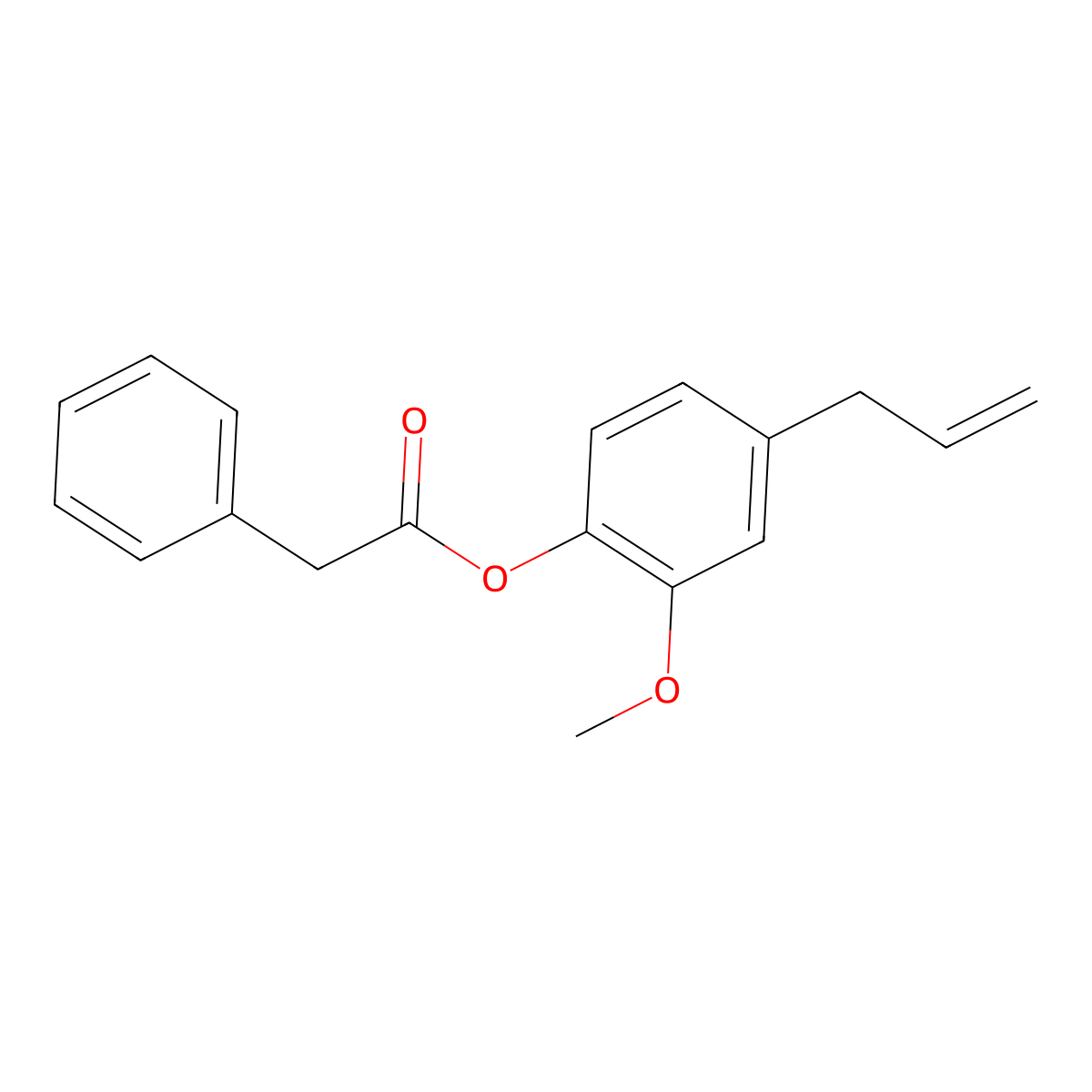 Eugenyl phenylacetate molecular structure, CAS 10402-33-2