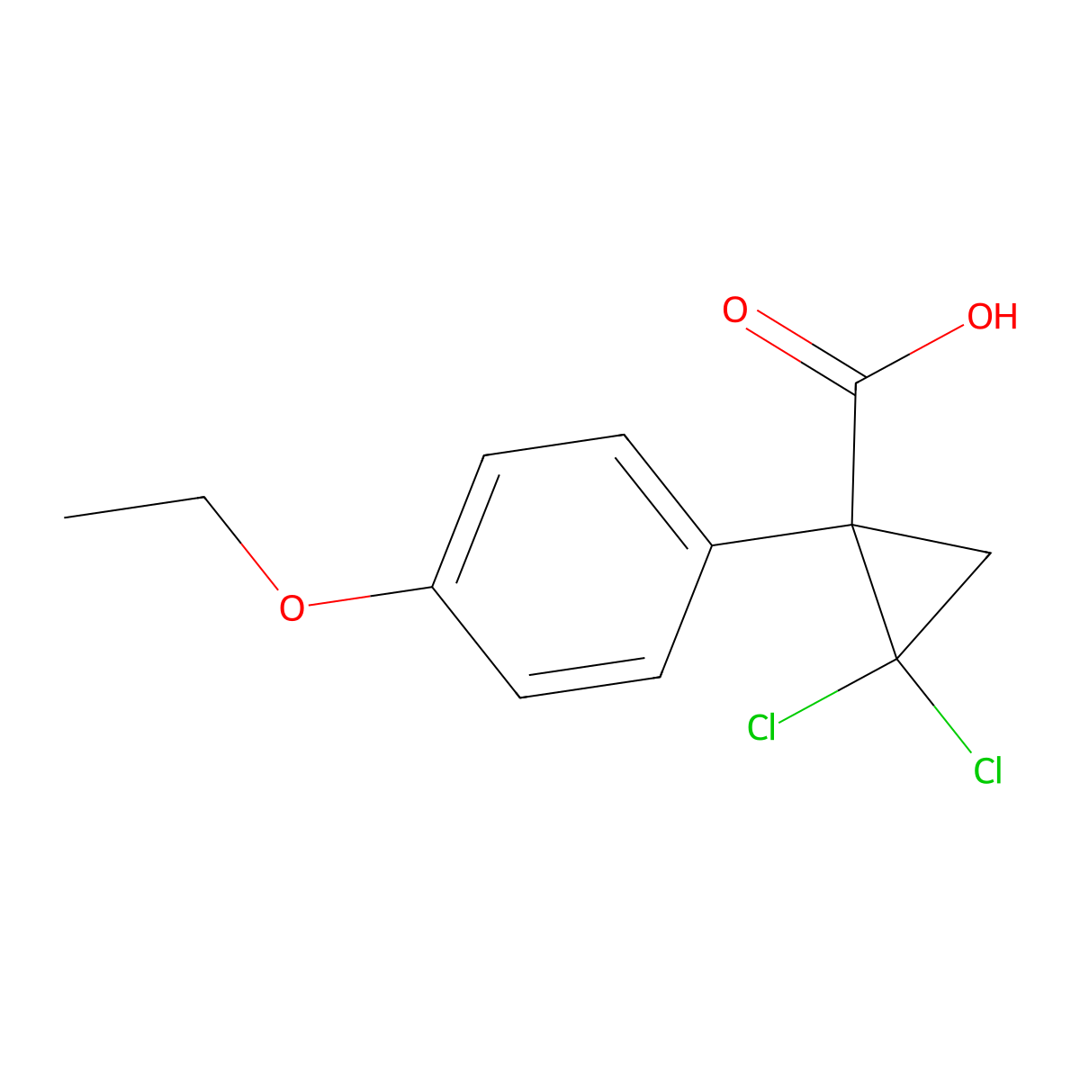 2,2-Dichloro-1-(4-ethoxyphenyl)cyclopropane-1-carboxylic acid molecular structure, CAS 104023-75-8