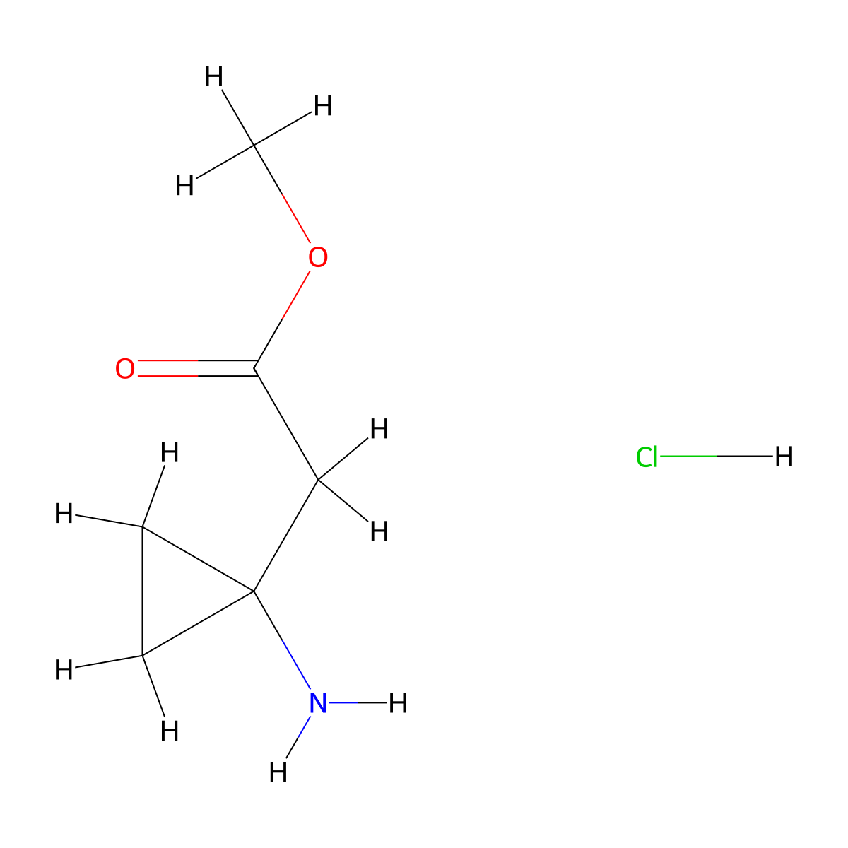Methyl 2-(1-aminocyclopropyl)acetate hydrochloride molecular structure, CAS 1040233-31-5
