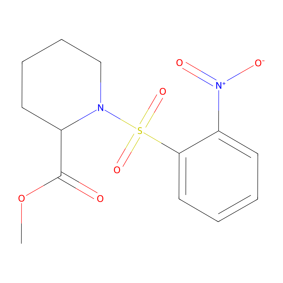 Methyl 1-[(2-nitrophenyl)sulfonyl]piperidine-2-carboxylate molecular structure, CAS 1040236-68-7