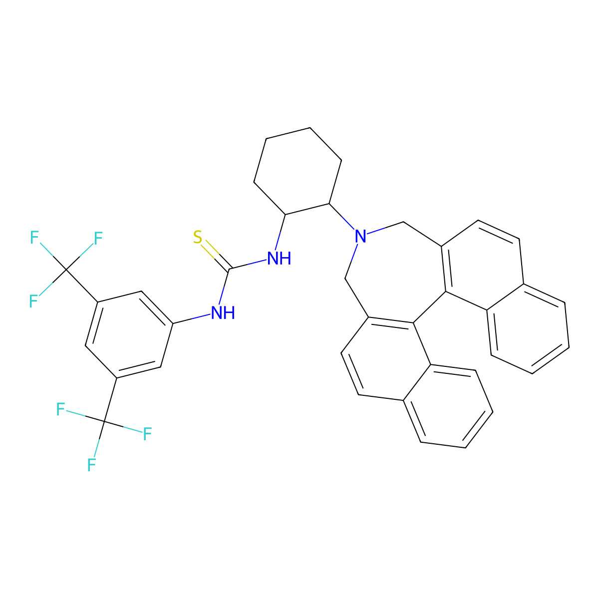 N-[3,5-Bis(trifluoromethyl)phenyl]-N'-[(1S,2S)-2-[(11bR)-3,5-dihydro-4H-dinaphth[2,1-c:1',2'-e]azepin-4-yl]cyclohexyl]thiourea molecular structure, CAS 1040245-49-5