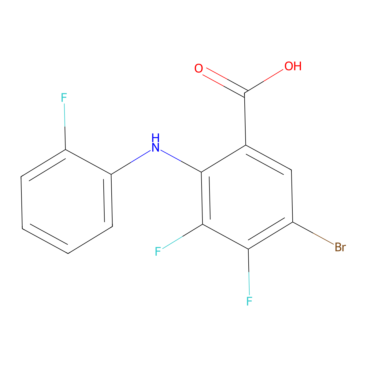 5-Bromo-3,4-difluoro-2-((2-fluorophenyl)amino)benzoic acid molecular structure, CAS 1040246-49-8