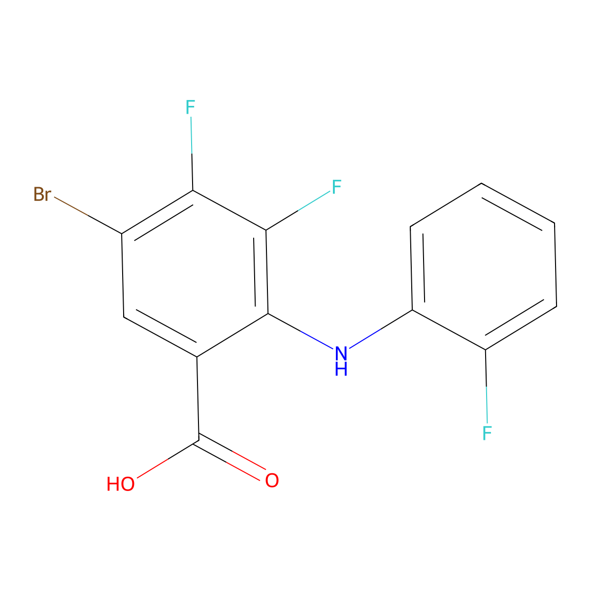 5-Bromo-3,4-difluoro-2-((2-fluorophenyl)amino)benzoic acid molecular structure, CAS 1040246-49-8