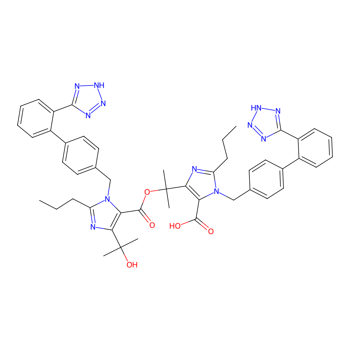 Olmesartan dimer ester molecular structure, CAS 1040250-19-8