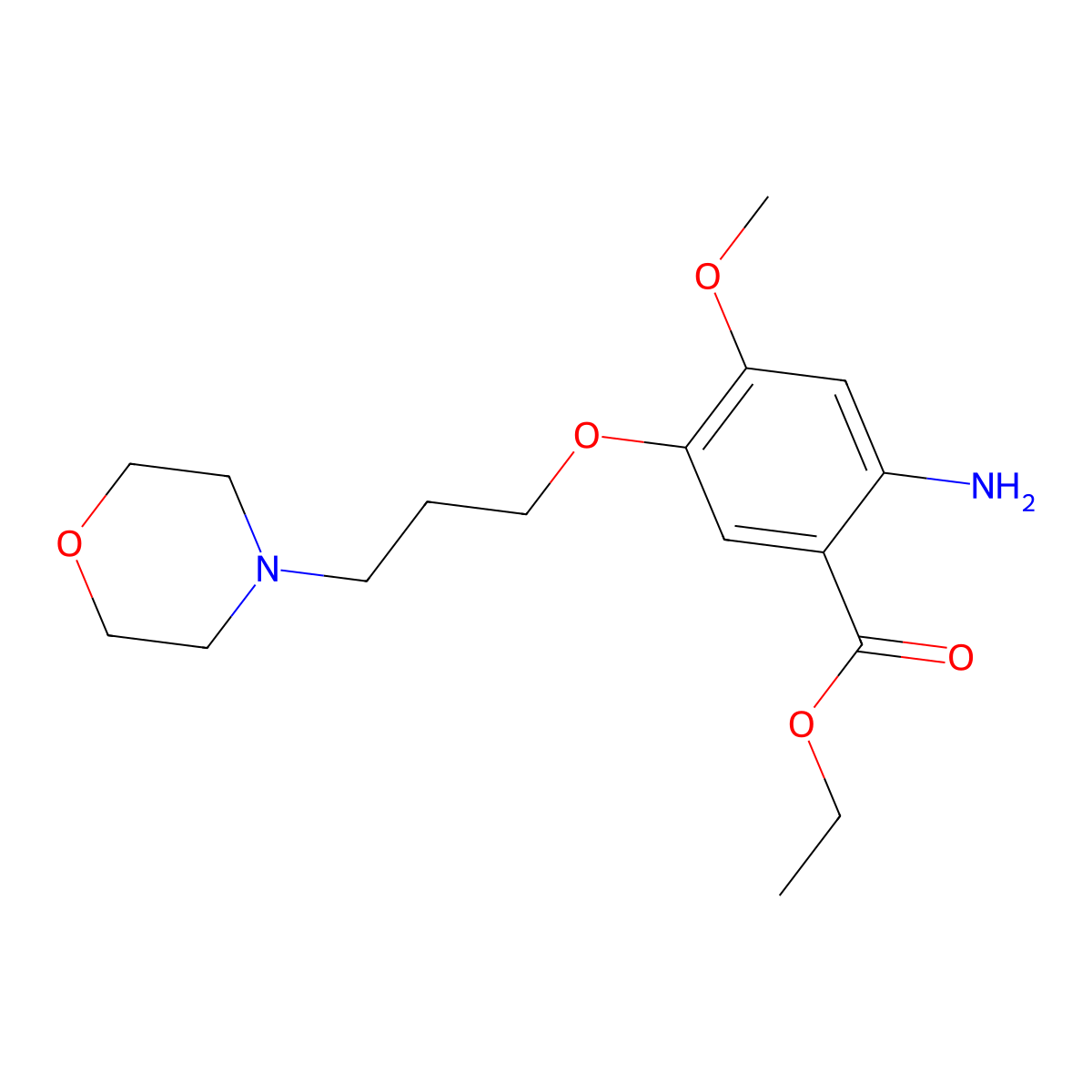 Ethyl 2-amino-4-methoxy-5-(3-morpholinopropoxy)benzoate molecular structure, CAS 1040264-49-0