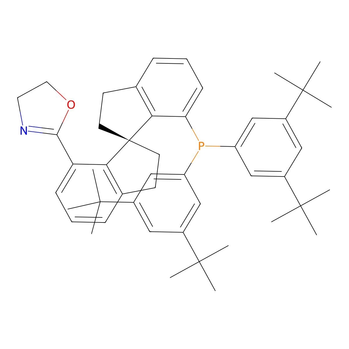 (S)-2-(7'-(Bis(3,5-di-tert-butylphenyl)phosphino)-2,2',3,3'-tetrahydro-1,1'-spirobi[inden]-7-yl)-4,5-dihydrooxazole molecular structure, CAS 1040274-18-7