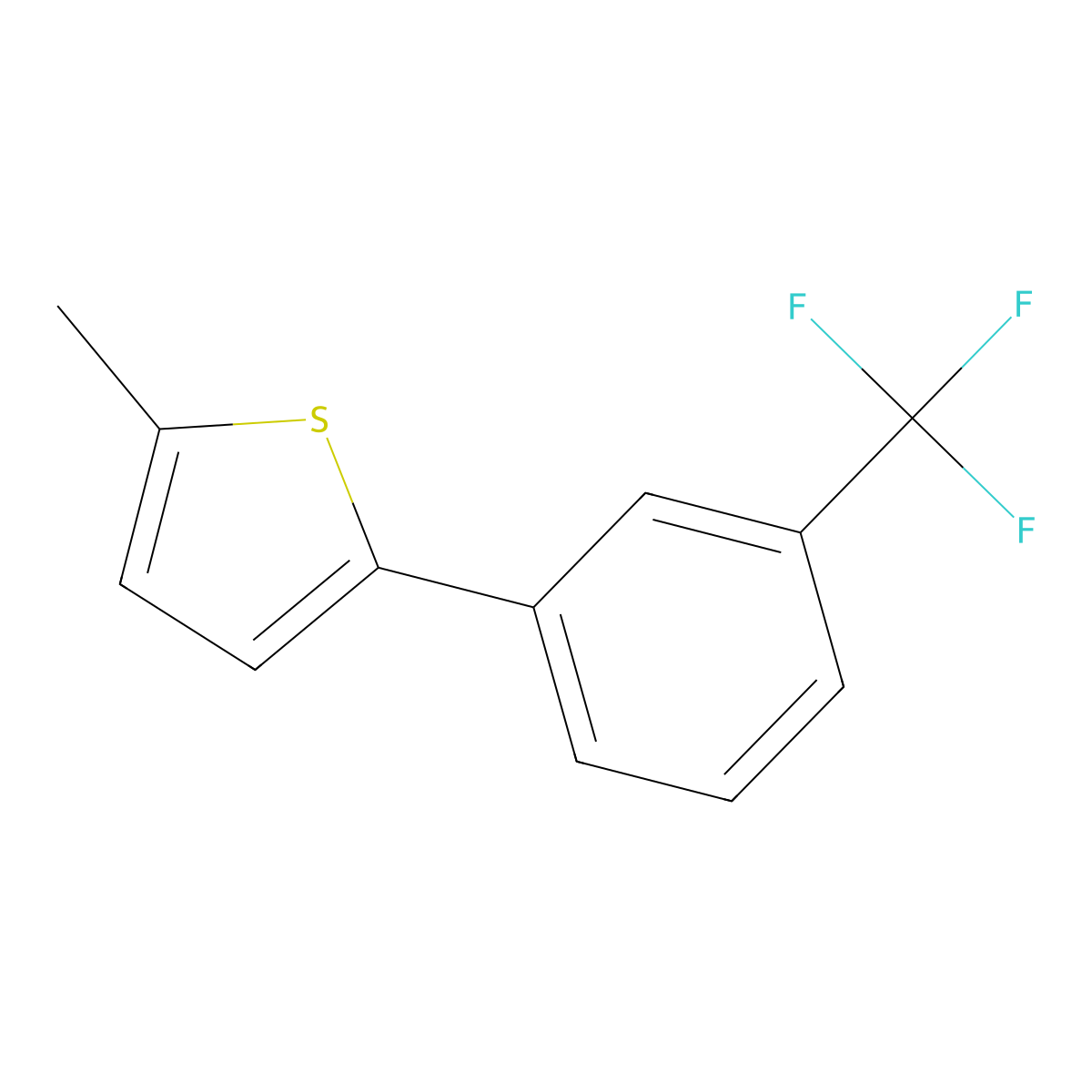 2-Methyl-5-(3-(trifluoromethyl)phenyl)thiophene molecular structure, CAS 1040281-90-0