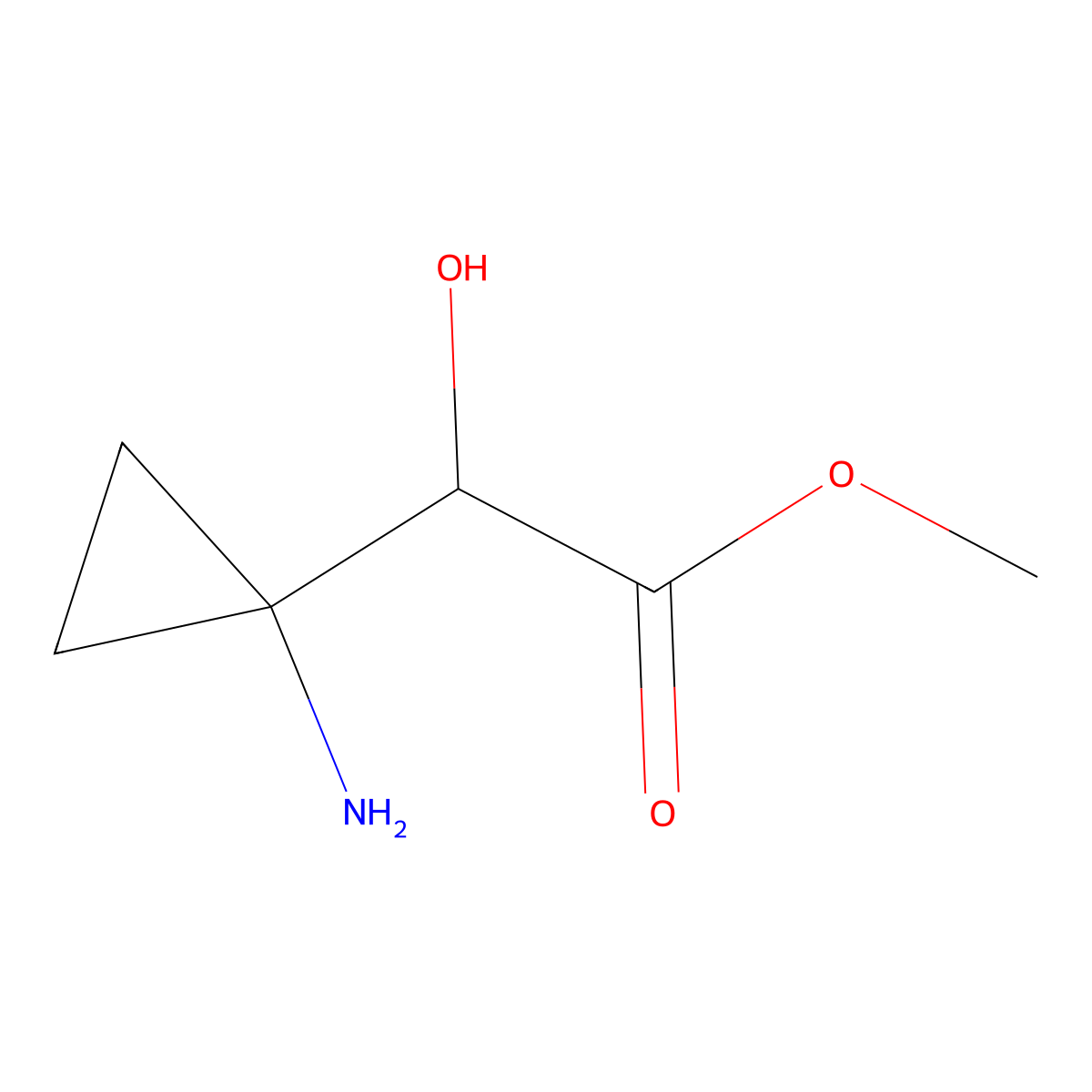 Methyl 2-(1-aminocyclopropyl)-2-hydroxyacetate molecular structure, CAS 1040307-99-0